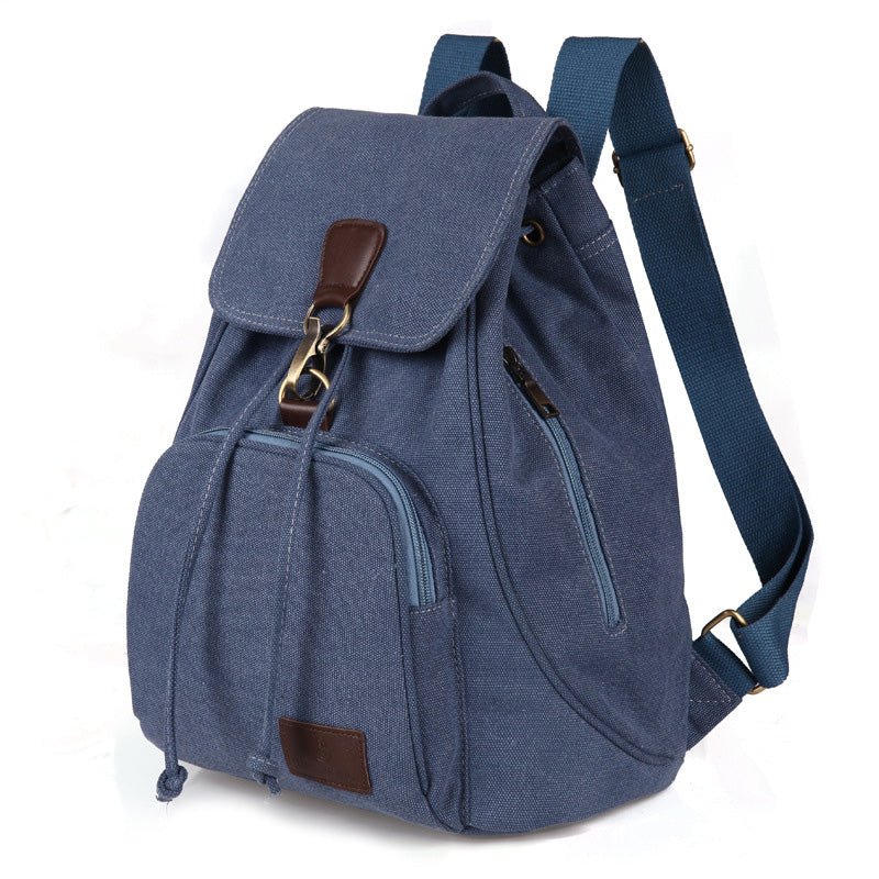 Vintage Canvas Backpack for Women & Girls – Drawstring Rucksack for School & Travel - VOTVO
