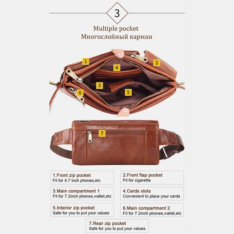 Vintage Multi - Carry Genuine Leather Sling Bag – Versatile Crossbody, Waist, and Sling Bag for Men and Women - VOTVO