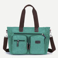 Multi - Pocket Canvas Tote Handbag for Women & Men – Retro Laptop Bag with Adjustable Straps - VOTVO