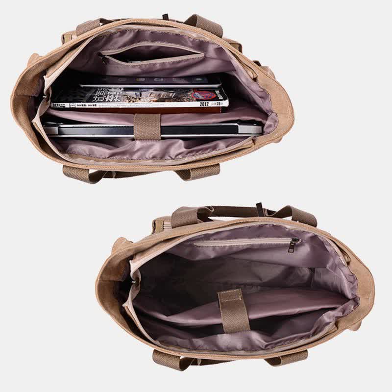 Casual Canvas Laptop Tote Bag for Men & Women – Work Handbag with Adjustable Strap - VOTVO