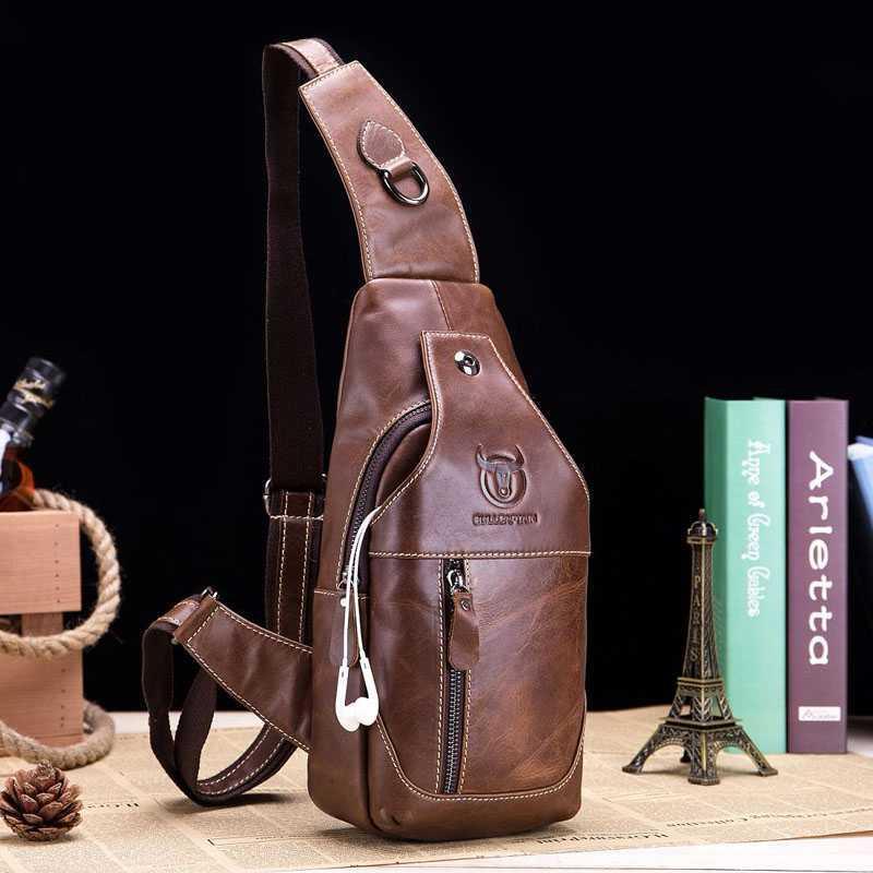 Men's Genuine Leather Sling Bag – Vintage Crossbody Backpack, Waterproof and Durable - VOTVO
