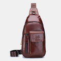 Genuine Leather Sling Chest Bag with Earphone Hole – Stylish & Practical Crossbody Shoulder Bag - VOTVO