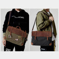 Messenger Bag for Men – Canvas Vintage Crossbody Handbag with Crazy Horse Leather, Casual Business Document Bag - VOTVO