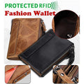 Men’s Genuine Leather RFID Wallet – Multi - Card & Coin Pockets, Zipper & Buckle Closure - VOTVO
