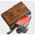 Men’s Genuine Leather RFID Wallet – Multi - Card & Coin Pockets, Zipper & Buckle Closure - VOTVO