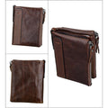 Men’s Genuine Leather RFID Wallet – Multi - Card & Coin Pockets, Zipper & Buckle Closure - VOTVO