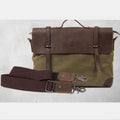 Messenger Bag for Men – Canvas Vintage Crossbody Handbag with Crazy Horse Leather, Casual Business Document Bag - VOTVO