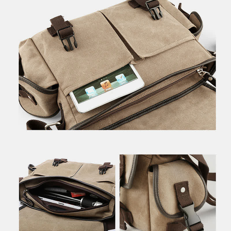 Canvas Messenger Bag for Men | Vintage Crossbody Laptop Briefcase - VOTVO