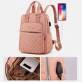 Lightweight Embossed Embroidery Backpack with USB Charging Port – Perfect for Women on the Go - VOTVO