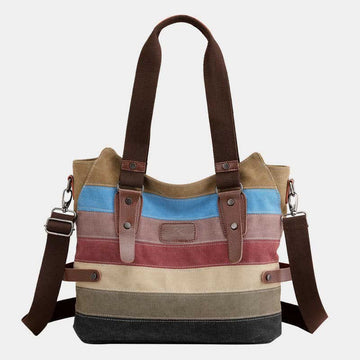 Multifunction Color Block Canvas Tote Bag | Hobo Shoulder Bag & Crossbody Purse - VOTVO