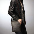 Small Messenger Bag for Men Plaid PU Leather Crossbody Shoulder Bag - VOTVO