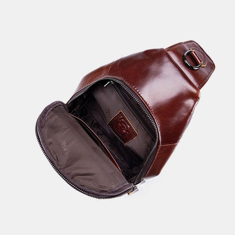 Genuine Leather Sling Chest Bag with Earphone Hole – Stylish & Practical Crossbody Shoulder Bag - VOTVO