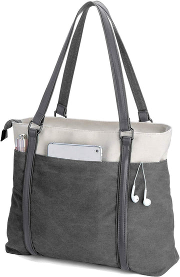 Women Laptop Tote Bag for Work – Lightweight Splice Canvas 15.6 Inch Handbag Purse - VOTVO