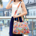 Genuine Leather Multicolor Flower Boho Handbag – A Touch of Artistic Elegance - VOTVO