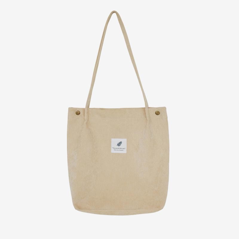 Corduroy Tote Bag for Women – Large Capacity School Shoulder Bag with Magnetic Closure - VOTVO