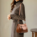 Triple Compartment Leather Handbag for Women Small Casual Crossbody Shoulder Bag - VOTVO