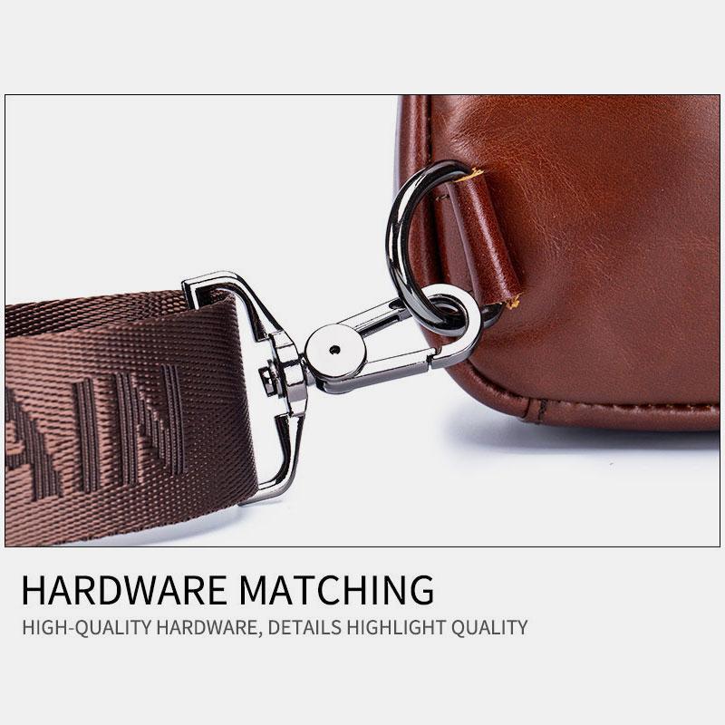 Genuine Leather Sling Chest Bag with Earphone Hole – Stylish & Practical Crossbody Shoulder Bag - VOTVO