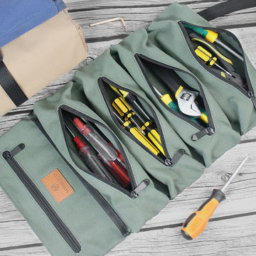 Tool Roll Bag Organizer – Heavy Duty Tool Handbag with 5 Tool Pouches - VOTVO