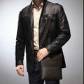 Small Messenger Bag for Men Plaid PU Leather Crossbody Shoulder Bag - VOTVO
