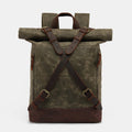 Unisxe Leather Canvas Waxed Backpack Travel Rucksack Waterproof Laptop Bag - VOTVO