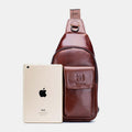 Genuine Leather Sling Chest Bag with Earphone Hole – Stylish & Practical Crossbody Shoulder Bag - VOTVO