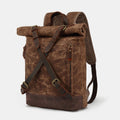 Unisxe Leather Canvas Waxed Backpack Travel Rucksack Waterproof Laptop Bag - VOTVO