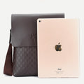 Small Messenger Bag for Men Plaid PU Leather Crossbody Shoulder Bag - VOTVO