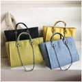 Crossbody Canvas Tote for Women – Chain Strap Bucket Bag - VOTVO