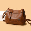 Triple Compartment Leather Handbag for Women Small Casual Crossbody Shoulder Bag - VOTVO