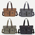 Multi - Pocket Canvas Tote Handbag for Women & Men – Retro Laptop Bag with Adjustable Straps - VOTVO