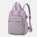 Lightweight Embossed Embroidery Backpack with USB Charging Port – Perfect for Women on the Go - VOTVO