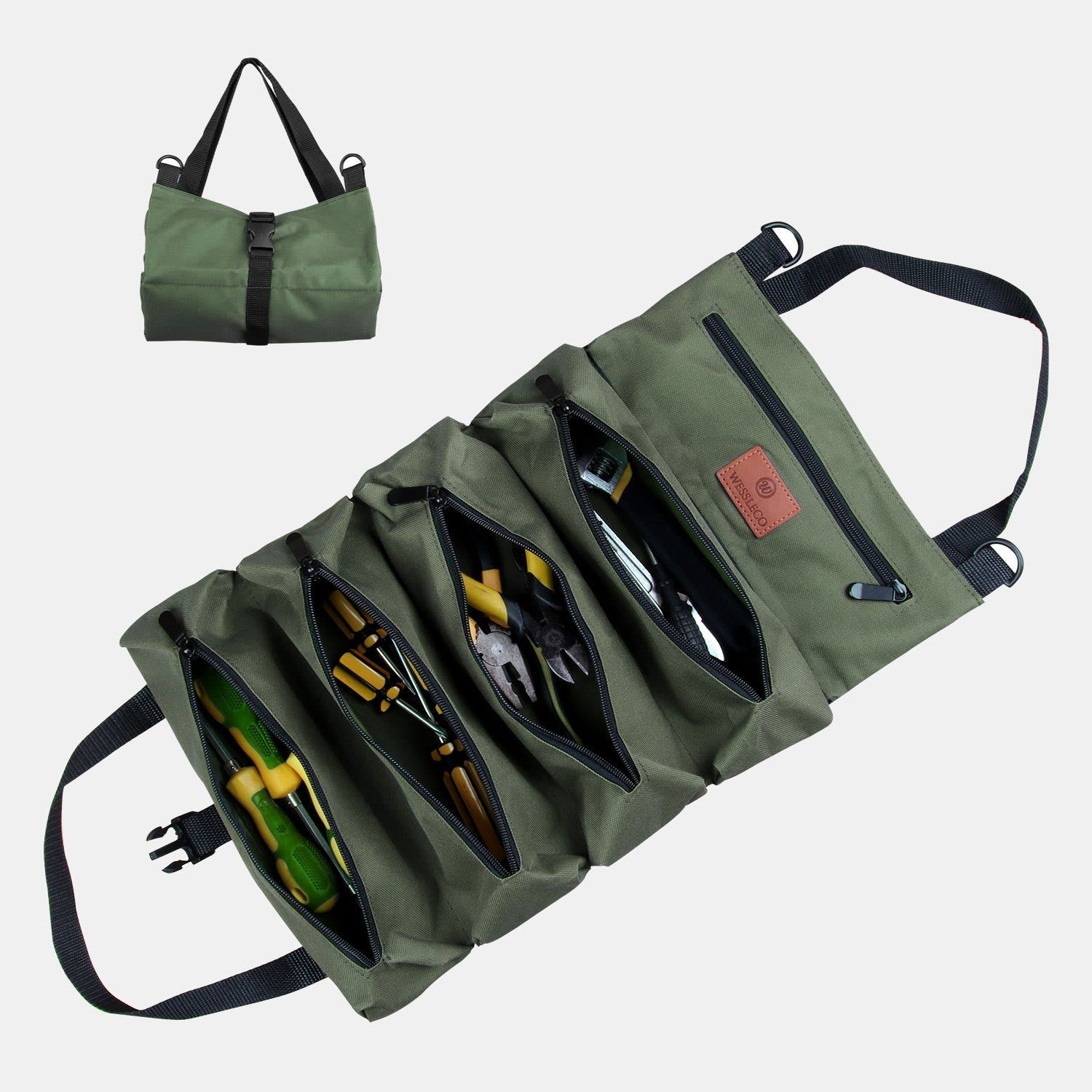 Tool Roll Bag Organizer – Heavy Duty Tool Handbag with 5 Tool Pouches - VOTVO