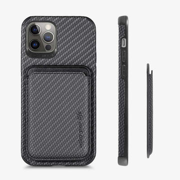 Magnetic Phone Wallet for iPhone – Fiber Texture Case with Card Holder