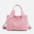Solid Color Small Tote Triple Compartment Large Crossbody Canvas Purse - VOTVO