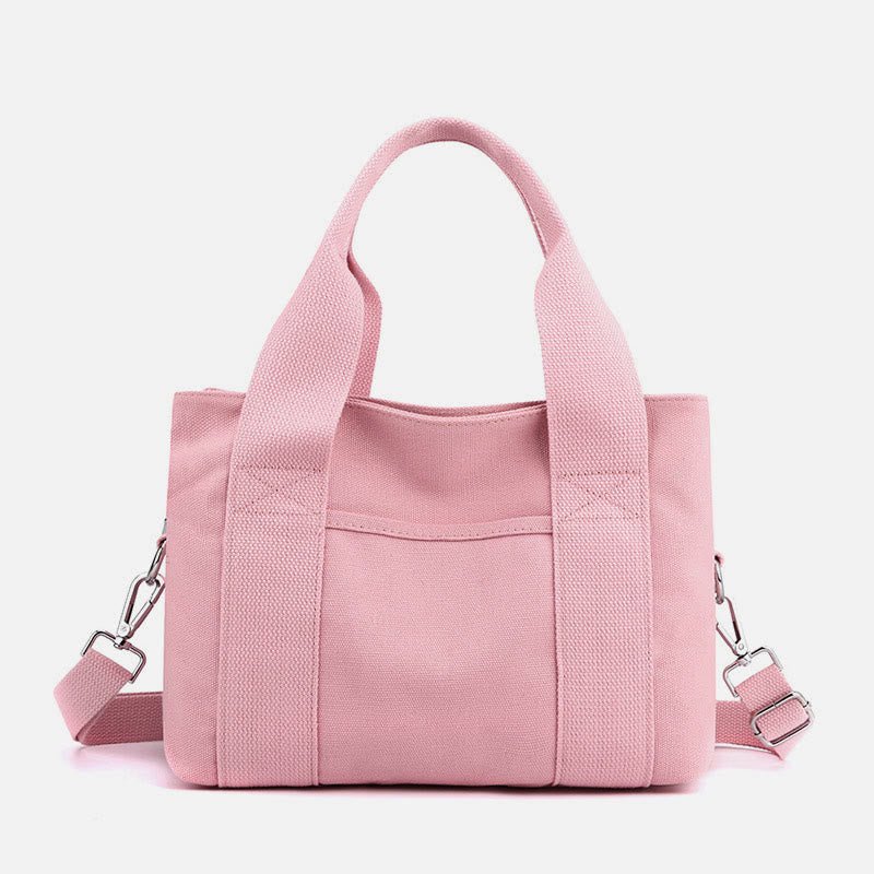 Solid Color Small Tote Triple Compartment Large Crossbody Canvas Purse - VOTVO