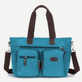 Multi - Pocket Canvas Tote Handbag for Women & Men – Retro Laptop Bag with Adjustable Straps - VOTVO