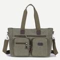 Multi - Pocket Canvas Tote Handbag for Women & Men – Retro Laptop Bag with Adjustable Straps - VOTVO