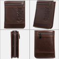 RFID Large Capacity Bifold Wallet for Men – Retro Genuine Leather with 20 Card Slots & Zipper Pockets - VOTVO
