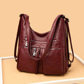 3 - Way Use Backpack Multi - Pocket Leather Zip Crossbody Shoulder Bag - VOTVO