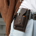 Vintage Leather Waist Phone Bag with Keychain | Outdoor Activity & Daily Use | Genuine Leather - VOTVO