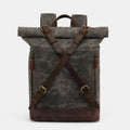 Unisxe Leather Canvas Waxed Backpack Travel Rucksack Waterproof Laptop Bag - VOTVO