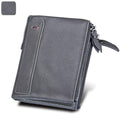 Men’s Genuine Leather RFID Wallet – Multi - Card & Coin Pockets, Zipper & Buckle Closure - VOTVO